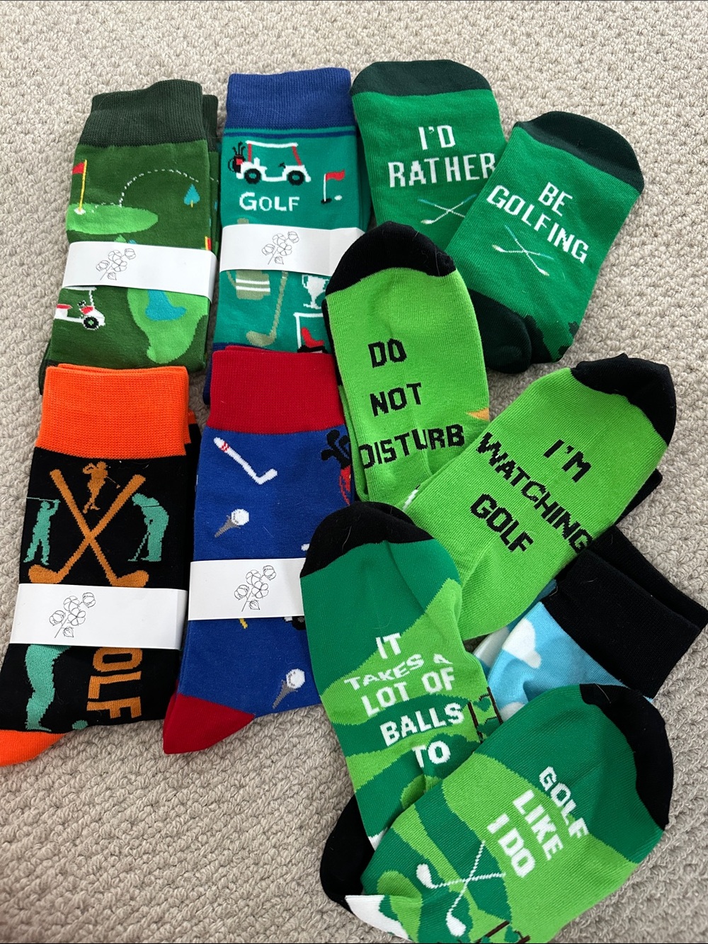 Men's Golf Novelty Socks - Green Multi -